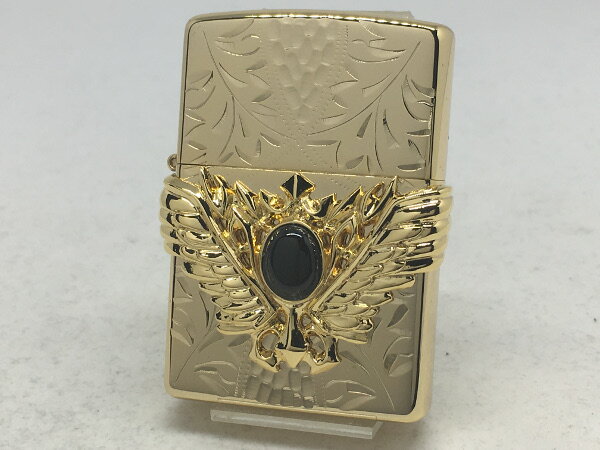 Zippo　ハンドカットウイングメタル オニキス ゴールドプレート
