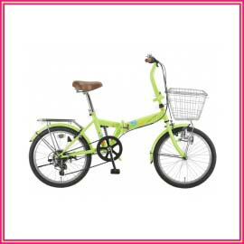 キャプテンスタッグ YC-9534 チェケラ!FDB206 アップルグリーン カラフルな折りたたみ自転車があなたの自転車生活を彩ります
