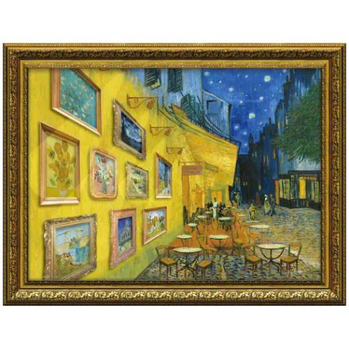 オマージュアート 名画 白石 創多 ゴッホの夜のカフェギャラリー ユーパワー SS-18002 額付きポスター インテリア