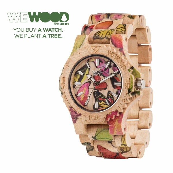WEWOOD ウィーウッド DATE PRINT BUTERFLY BEIGE 木製 9818087 レディース 腕時計 ウォッチ カジュアル 茶 ベージュ