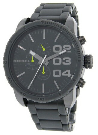 DIESEL メンズ ラバークロノグラフ 腕時計 グレー×ガンメタル ラバーラッピングステンレスベルト DZ4254