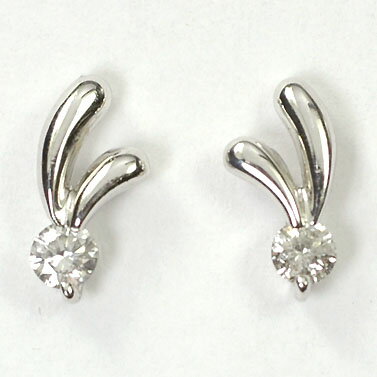 ダイヤモンド ピアス K18WG・ダイヤ0.1ct シンプルピアス