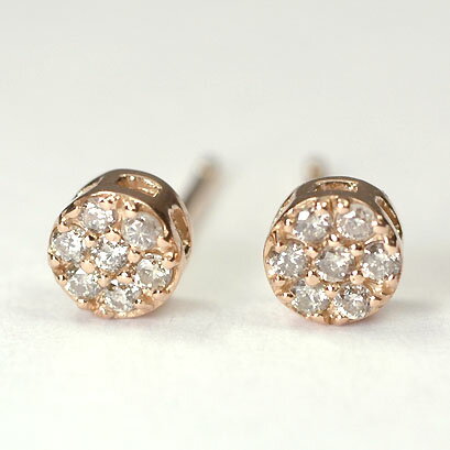 ダイヤモンド ピアス 【ピンクゴールドピアス】K18PG・ダイヤ0.1ct ミステリアスフラワーピアス