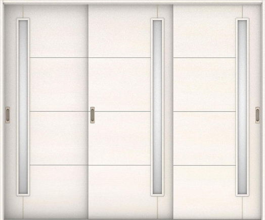 ハピアベイシス 引戸・3枚引違 D2デザイン扉セット 2000高 2432幅 ネオホワイト 大建工業の建具