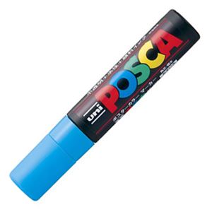 (まとめ) 三菱鉛筆 水性マーカー ポスカ 極太角芯 水色 PC17K.8 1本 【×20セット】