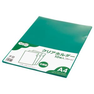 【ポイント20倍】(まとめ) TANOSEE カラークリアホルダー 単色タイプ A4 グリーン 1セット(30枚:10枚×3パック) 【×10セット】