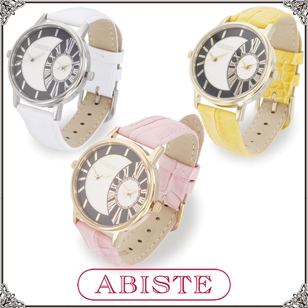 【送料無料】 ABISTE(アビステ) ラウンドフェイスデュアルウォッチベルト時計/ホワイト、イエロー、ピンク 9150032 レディース 女性 人気 上品 大人 かわいい おしゃれ アクセサリー ブランド 誕生日 ギフト プレゼント ラッピング無料 腕時計 ウォッチ