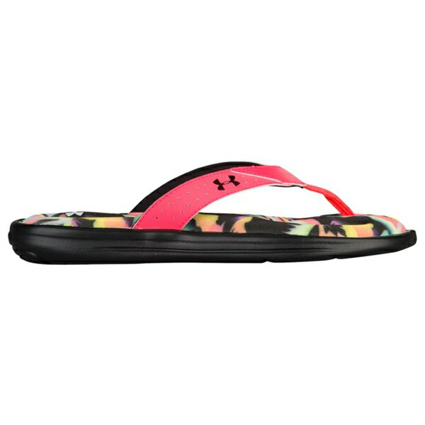アンダーアーマー レディース サンダル シューズ Women's Under Armour Marbella V Thong Black/Vapor Green/Sirens Coral
