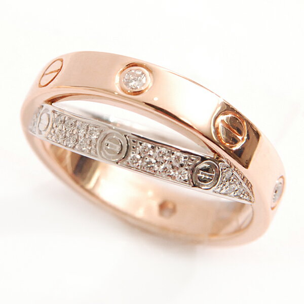 カルティエ/Cartier/750PG×WG/ビーラブリング/パヴェダイヤ/7号/仕上済/A級品【中古】