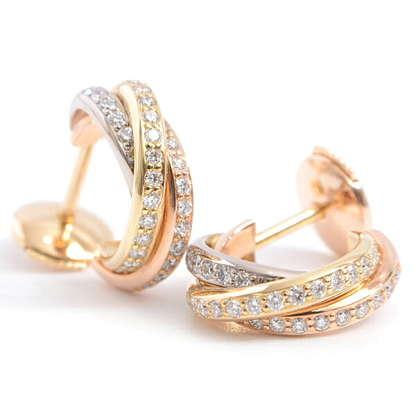 カルティエ/Cartier/750YG×PG×WG/トリニティ ダイヤピアス/5.4g/仕上済【中古】