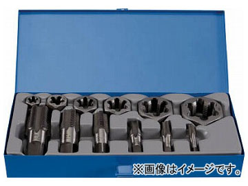 トラスコ中山 管用タップ、六角サラエナットダイスPTねじセット THDT-PTSET(7681704) 入数:1セット(12個)