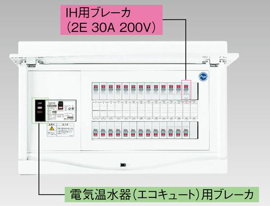 『カード対応OK!』●β東芝 電設資材【TFNPB3E7-262TB2B】扉なし・機能付 エコキュート(電気温水器)+IH用(主幹75A)