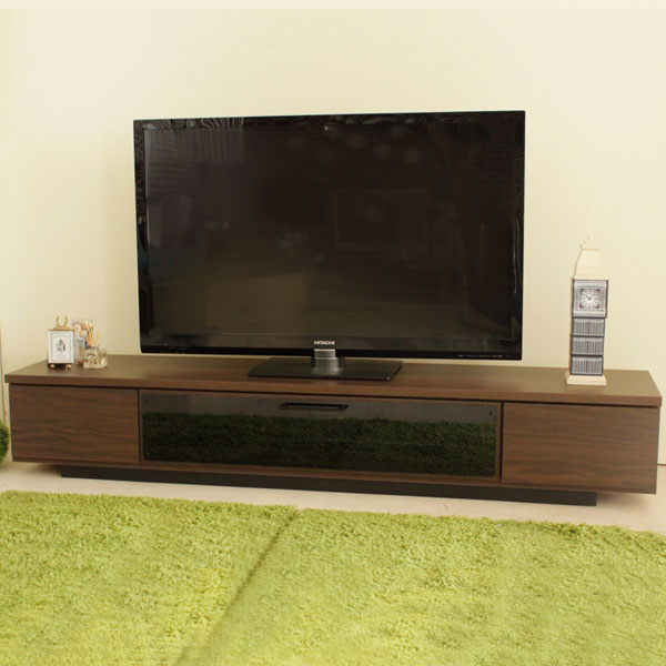 【送料無料】ブラウンと黒、定番のシックな組合せが部屋に落ち着きをもたらす 180 ローボード 見た目はシンプルながら、ガラスの部分にもちょっとした工夫を凝らすなど、意外とこだわったデザイン! 【日本製】【完成品】