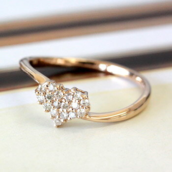 フェミニンリッチなハートモチーフ ダイヤモンド リング 0.14ct【エクセレンテマンスリーコレクション】【文字入れ不可】
