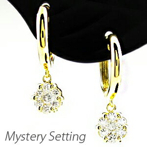 フラワー ミステリー フープピアス ブラ ダイヤモンドピアス ダイヤピアス 0.30ct イエローゴールド K18YG 【送料無料】【コンビニ受取対応商品】