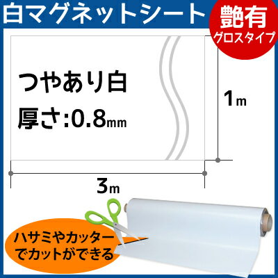 CMG【マグネットシート白】(つやあり) 厚さ0.8mm×1m×3m
