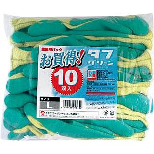 (まとめ)ミタニCP タフグリーン 10双入り M 220057 00022941 〔まとめ買い×3セット〕