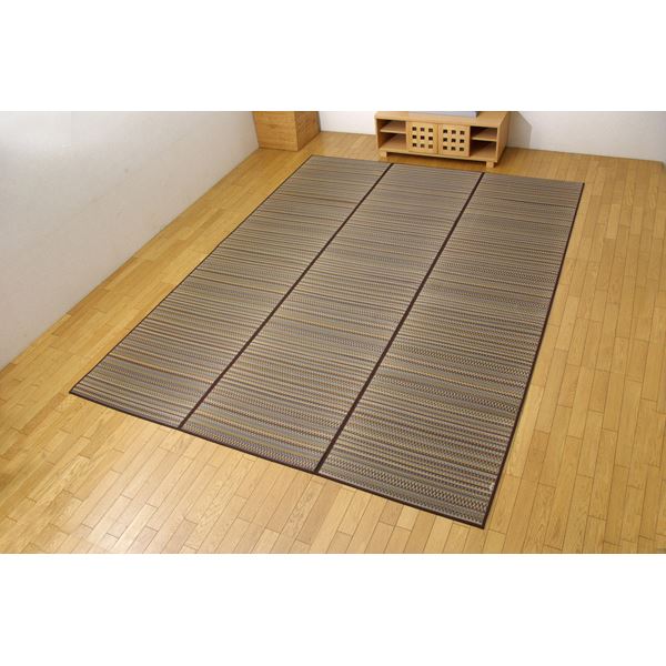 【送料無料】純国産/日本製 い草ラグカーペット 『Fバリアス』 ブラウン 240×240cm(裏:ウレタン)【代引不可】
