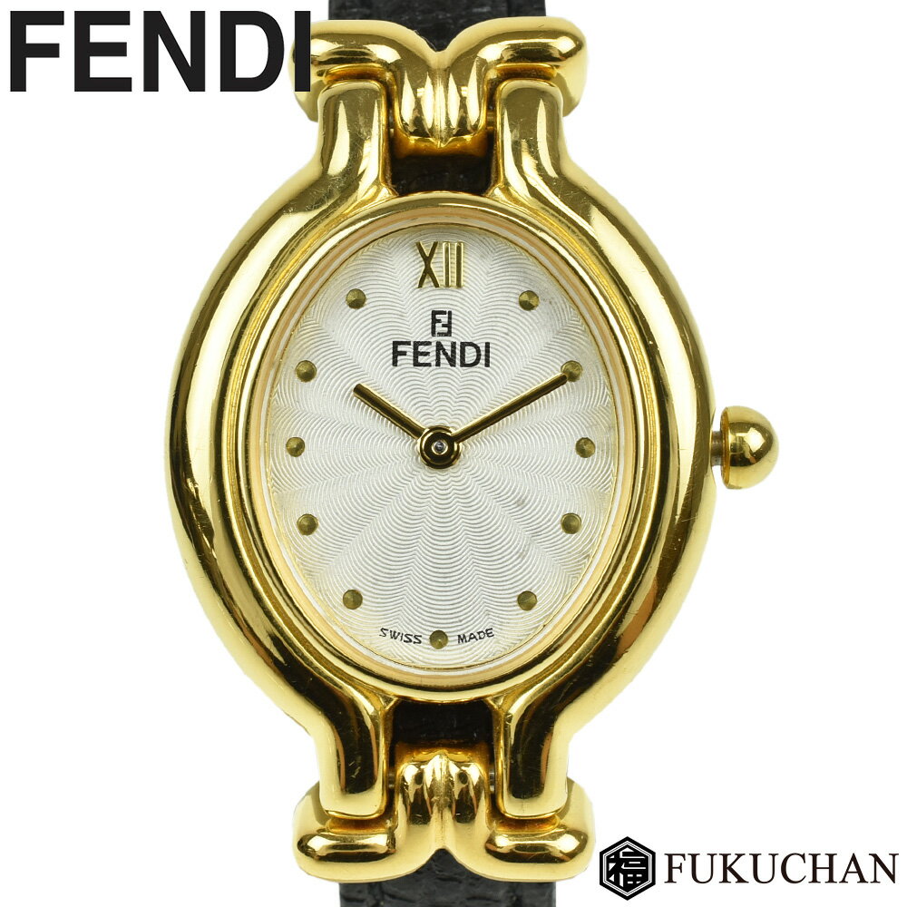 【FENDI/フェンディ】チェンジベルト ウォッチ ゴールド×シルバーギョーシェ文字盤 GP×レザー クォーツ 640L 【中古】