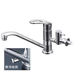 【3年保証付】*KVK*KM5011UTTU/KM5011ZUTTU 水栓金具 流し台用取付穴兼用シングルレバー式混合栓