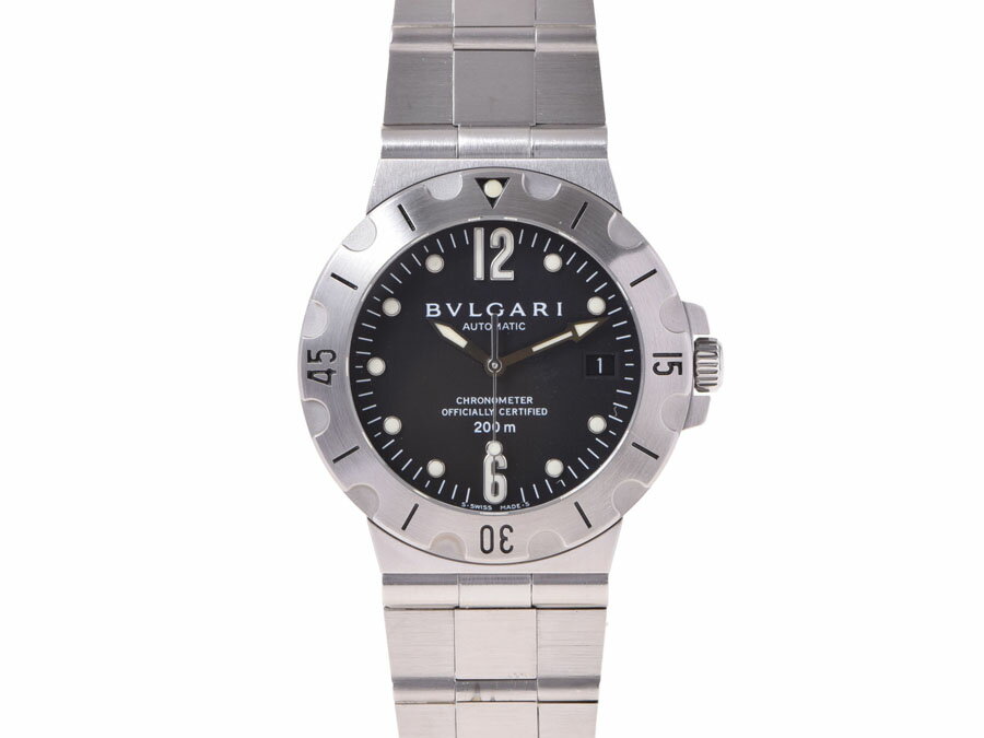 ブルガリ・BVLGARI ディアゴノSD38S 黒文字盤 SS 箱 ギャラ 国際修理保証書【中古】◇