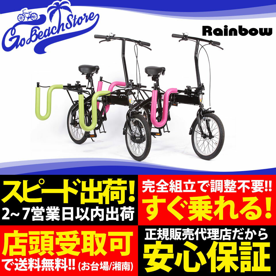 RAINBOW BEACHCRUISER/レインボービーチクルーザー FD-1 Surf Rack サーフラック付きフォールディングバイク 折りたたみ自転車 16インチ BLACK サーフボードラック サーフキャリア付折畳み自転車