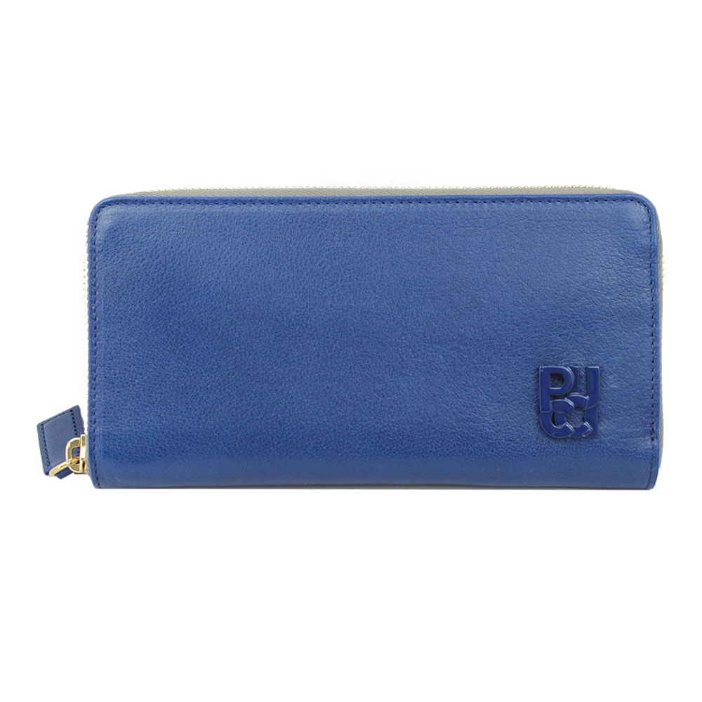 【新品】 【EMILIO PUCCI】 エミリオプッチ ラウンドファスナー 長財布 ブルー レザー 46SM12-46004-126