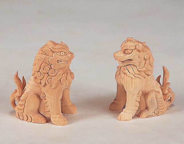 木彫こま犬 4寸 (白木) 【神具】 ●お仏壇・仏具の浜屋