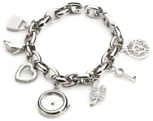 アン・クライン レディース 腕時計 Anne Klein Women's 10-7605CHRM Swarovski Crystal Silver-Tone Charm Bracelet Watch