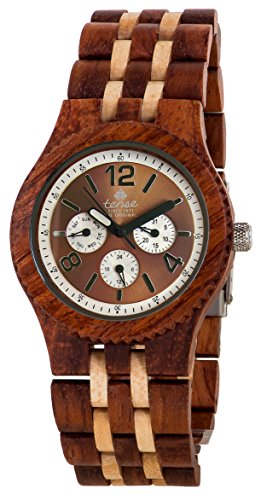 テンス 時計 腕時計 木製 Tense Adventure Vernon Triple Dial Multifunction Jumbo Rosewood Maple Wood Watch J5203RM Br