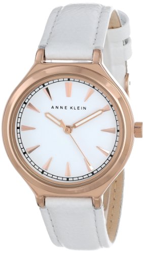 アンクライン 時計 レディース 腕時計 Anne Klein Women's AK/1504RGWT Rose Gold-Tone White Smooth Leather Strap Watch