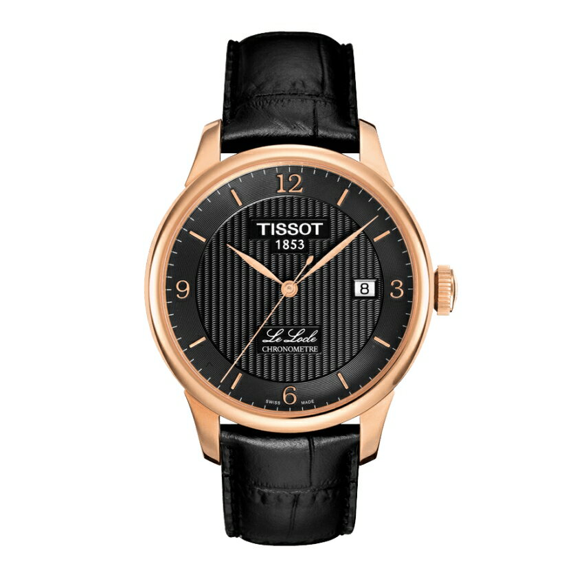TISSOT☆ティソ☆ル・ロックル☆自動巻き☆クロノメーター☆ゴールドPVD☆ブラック文字盤☆ダイヤ付き☆カーフストラップ☆3気圧防水☆正規品☆3年保証☆T006.408.36.057.00 (T0064083605700)