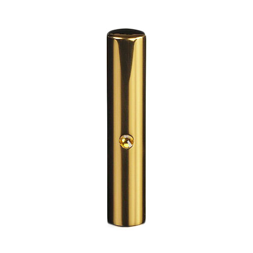 ゴールドチタン ミラーゴールド(スワロフスキーアタリ付き)印鑑/個人認印トパーズ/12mm/ケース別売