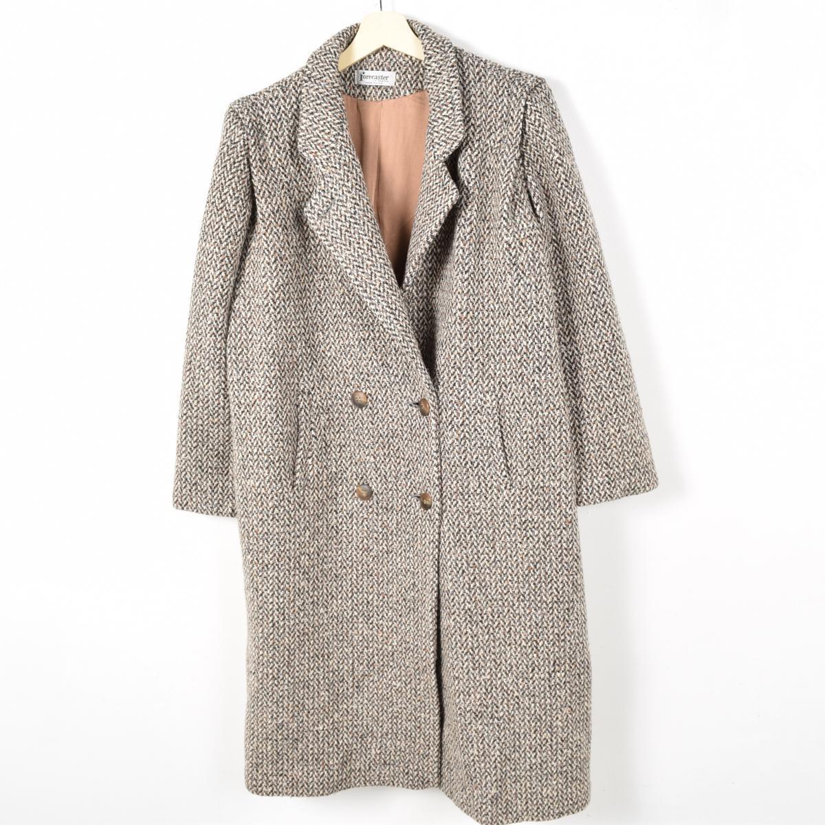 80年代 USA製 ダブルブレスト ツイード ウール チェスターコート レディースL~XL ヴィンテージ Forecaster /wew7382 【中古】 【161209】【SS1703】