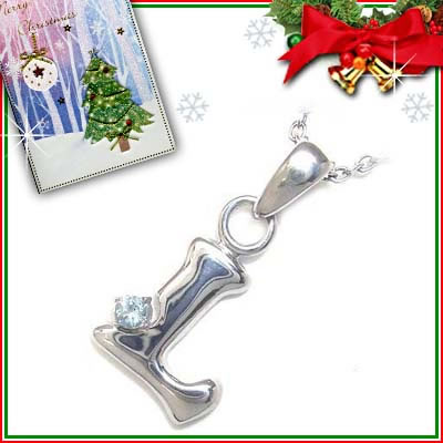 クリスマス限定Xmasカード付「L」イニシャルモチーフ( 3月誕生石 ) アクアマリンペンダントネックレスCanCam掲載【楽ギフ_包装】【DEAL】