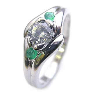 エンゲージリング 婚約指輪 ダイヤモンド ダイヤ プラチナ リング エメラルド 0.35ct【楽ギフ_包装】