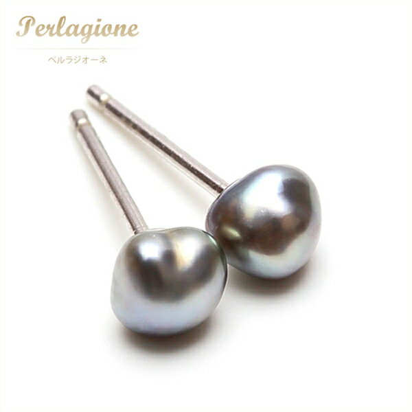 ●Perlagione ペルラジオーネ【正規代理店】【送料無料】●黒蝶ケシパール【パール 真珠】●K14WG【ホワイトゴールド】【ピアス】