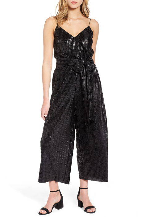 tie waist pliss jumpsuit ネクタイ ウェスト ? ジャンプスーツ サロペット オールインワン レディースファッション