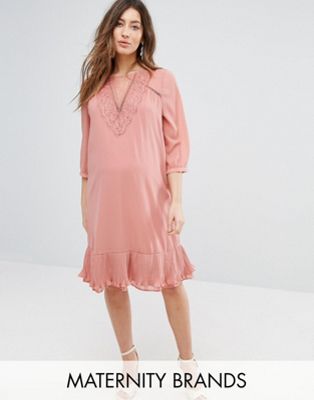 特別セーフ Mamalicious Lace Insert Dress ドレス ワンピース With Ruffle Hem