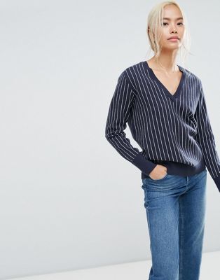 ブイネック ストライプ ジャンパー selected striped vneck jumper トップス ニット セーター レディースファッション