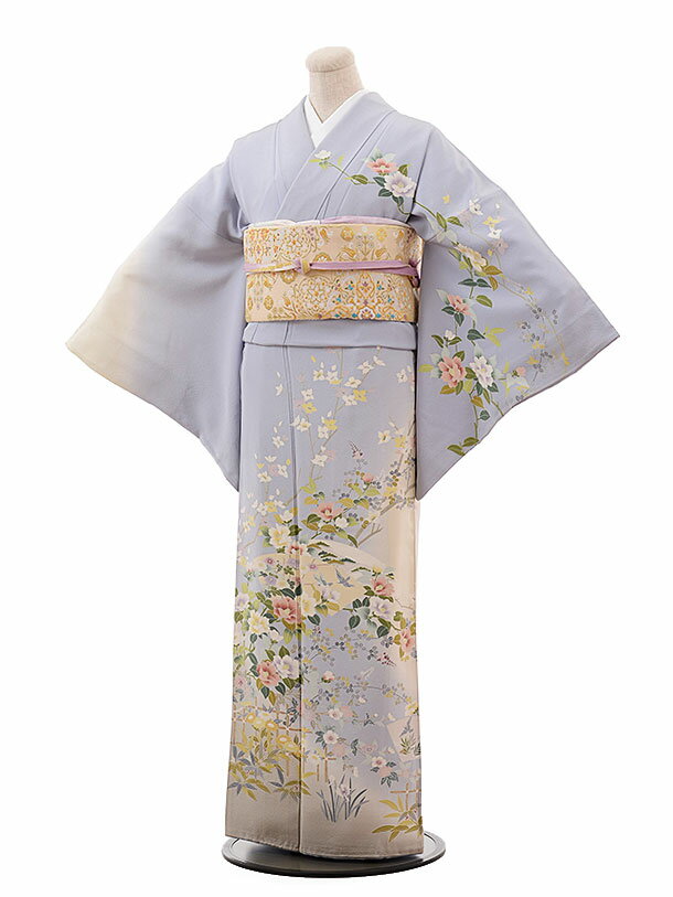 〔訪問着 レンタル〕付下げ 訪問着 レンタル t328青藤色に椿〔お宮参り〕〔貸衣装〕〔お茶会〕《新品足袋プレゼント》〔入学式〕〔訪問着 セット〕〔式典〕〔結婚式〕〔七五三〕〔お茶会〕【訪問着】【往復送料無料】【女性和服】〔ママ 母 大人〕【貸衣装】