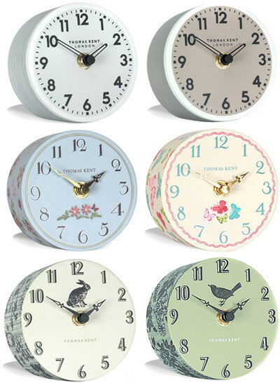 売れ筋商品 Thomas Kent トーマスケント ミニクロック4 Portobello Clock置き時計 デスククロックイギリスブランド アンティークレトロモカブラウン スモークグレーバタフライ クリーム ローズ ライトブルークロウタドリ グリーン 野兎オフホワイト