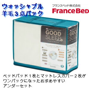【フランスベッド】ウォッシャブル グットスリーププラス 羊毛3点セット スモールシングル 【France Bed】