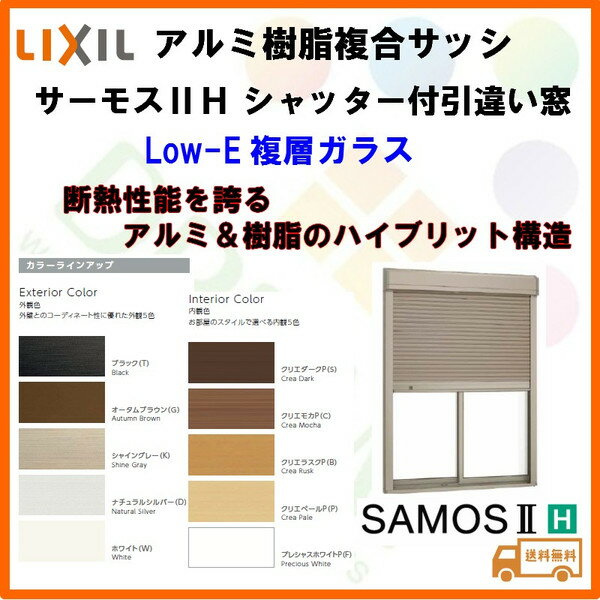 樹脂アルミ複合サッシ シャッター付引違い窓/イタリヤ 18309 W1870×H970 LIXIL サーモスII-H 半外型 LOW-E複層ガラス