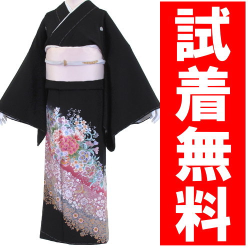 ★往復送料無料・試着無料★黒留袖レンタル 446番 20点フルセット! 黒留袖・留袖・レンタル・かんざし・髪飾り・着物・貸衣装・結婚式・母親・【fy16REN07】