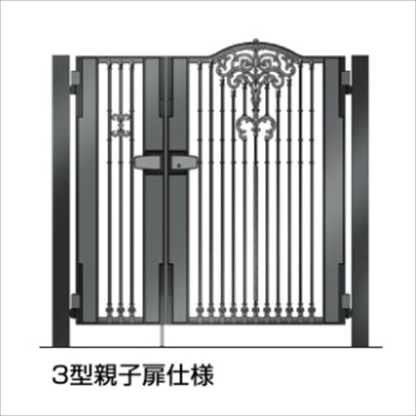 四国化成 ビビオ門扉 3型 柱仕様 親子開き 0412+0812 ブラックつや消し