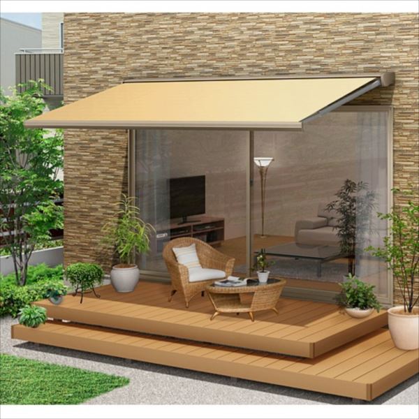 リクシル 彩風 C型 リモコン式 間口 1820×出幅 1250 スタイリッシュ ポリエステル スタイリッシュ