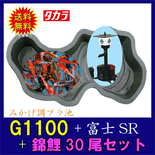 タカラ みかげ調プラ池G1100+富士SR+錦鯉15cm前後 30尾セット【送料無料 沖縄・離島は別途見積 代引不可 同梱不可】【♭】