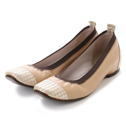 アシオト ・・・AshiOtO made in Japan ドット柄2cmインヒールコンフォートパンプス (ライトベージュ)