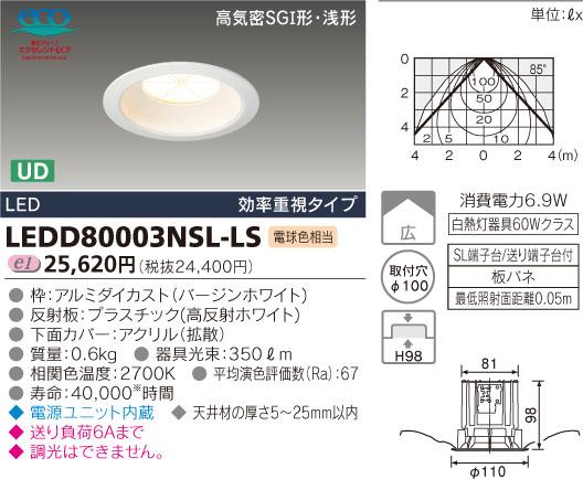 E-CORE LEDダウンライト 500シリーズ高気密SGI形 LEDD80003NSL-LS